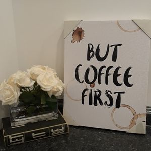 But Coffee Cup Stain Mark FIRST Canvas Wall ART Hanging Barista Home Decor Cafe